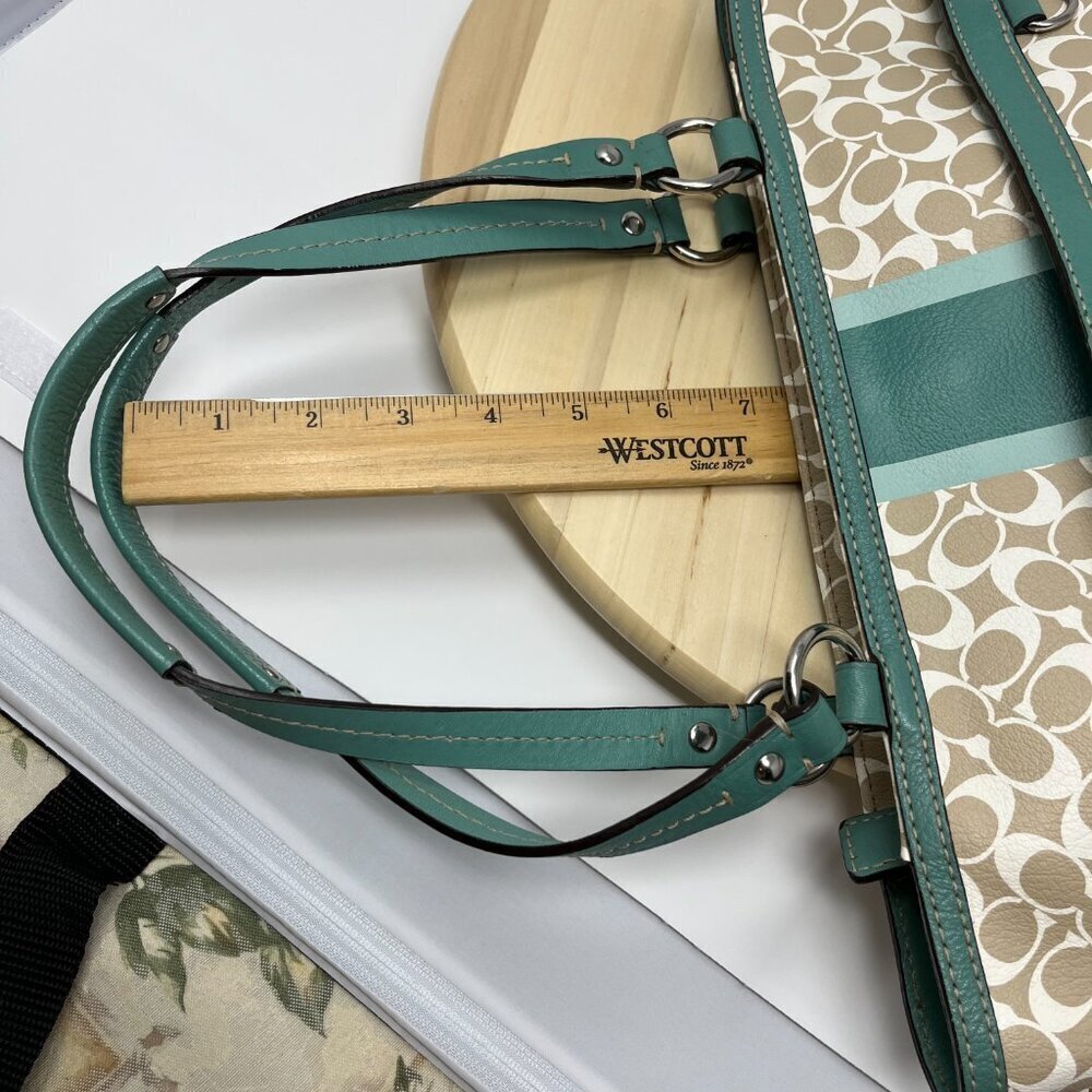 COACH Heritage Chelsea Tote Signature Tan Green F15137 - Picture 8 of 14